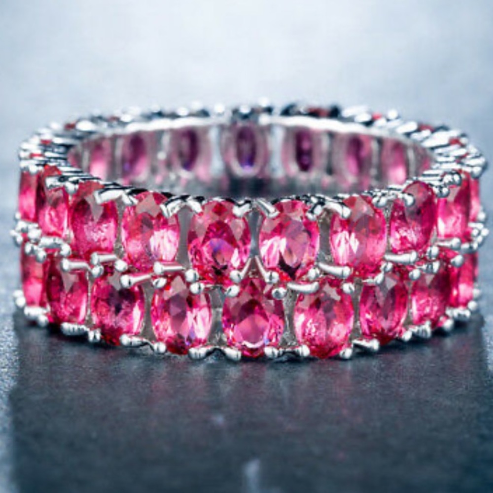 925 Silver Oval Cut Ruby Ring Size 7 - image 5